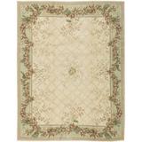 Green/White 96 x 0.25 in Area Rug - Bokara Rug Co, Inc. Savonile Ravenna Azm Floral Hand-Knotted Ivory/Light Green Area Rug | Wayfair