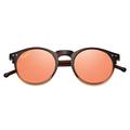 Capraia Timorasso Festival Round Vintage Sunglasses Ultra Light TR90 Transparent Brown to Orange Frame and Peach Mirrored Polarised Lenses UV400 protected Mens Womens