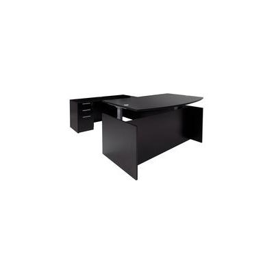 Black Adjustable Height Bow Front U-Shaped Desk