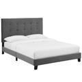 Melanie King Tufted Button Upholstered Performance Velvet Platform Bed in Gray - East End Imports MOD-5823-GRY