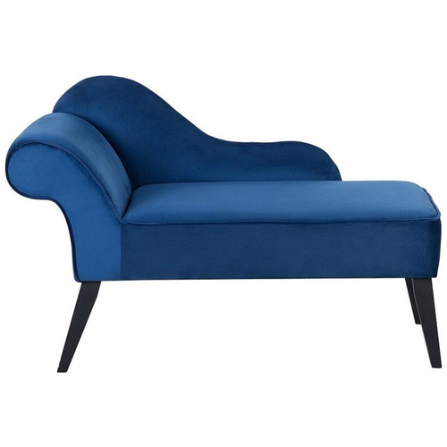 Chaiselongue Linksseitig Dunkelblau Samtstoff Modern