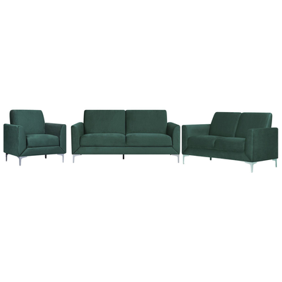 Sofa Set Dunkelgrün Samtstoff Sitzgruppe Minimalistisch Modern Wohnzimmer