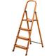 Tatkraft Upgrade 4 Foldable Step Ladder 4 Step Stool, Folding Steps Anti-Slip 330lbs(150 kg) Capacity Safety Household Ladder, Aluminum with Woodgrain Coating, Oak Wood Scandinavian Style