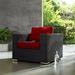 Modrest Invite Outdoor Patio Corner by Modway Metal in Red/Brown | 25 H x 39 W x 36 D in | Wayfair EEI-1864-GRY-RED