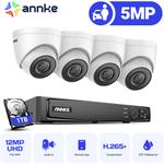 Kit de vidéosurveillance Annke 8CH Système de sécurité vidéo réseau Super hd PoE 5MP 4 caméras