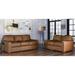 17 Stories Albirdia 2 Piece Leather Living Room Set Genuine Leather in Red/Brown | 36 H x 86 W x 41 D in | Wayfair Living Room Sets