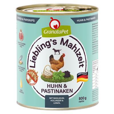 24 x 800g Liebling's Mahlzeit Huhn Granatapet Hundefutter nass
