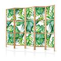 murando Room divider XXL Tropical Leaves Monstera vert 225x171cm / 89"x68" 5 pieces Non-Woven Canvas Single-Sided Folding Screen Privacy wood pattern design hand made Home office Japan b-B-0295-z-c