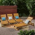 Foundry Select Nowakowski 78.75" Long Acacia Wood Reclining Chaise Lounge Set Wood/Solid Wood in Brown | 12.5 H x 26 W x 78.75 D in | Outdoor Furniture | Wayfair