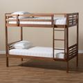Baxton Studio Liam Modern & Contemporary Walnut Brown Finished Wood Twin Size Bunk Bed - MG0048-Walnut-Twin Bunk Bed
