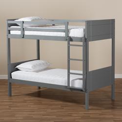 Baxton Studio Elsie Modern & Contemporary Grey Finished Wood Twin Size Bunk Bed - MG0051-Grey-Twin Bunk Bed