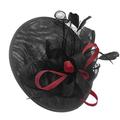 Caprilite Black and Burgundy Sinamay Big Disc Saucer Fascinator Hat for Women Weddings Headband