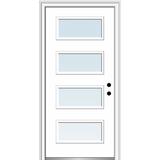 Verona Home Design 4-Lite Spotlight Painted Steel Prehung Front Entry Door Metal in White | 80 H x 36 W x 1.75 D in | Wayfair ZZ350998L