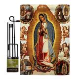 Breeze Decor Our Lady of Guadalupe Inspirational Faith & Religious Impressions 2-Sided 2 Piece Flag Set in Black/Brown | Wayfair