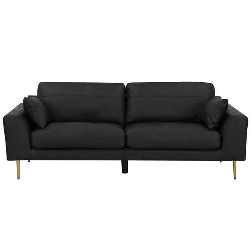 Sofa Schwarz Echtleder 3-Sitzer Modern Wohnzimmer