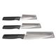 Joseph Joseph 3-Piece Elevate Knife Set with Ergonomic handles. Kitchen Paring, Serrated & Chef's knife with storage sheaths, knives made from Japanese Stainless-steel