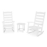 POLYWOOD® Shaker 3-Piece Porch Rocking Chair Set Synthetic Wicker/All - Weather Wicker/Wicker/Rattan in White | 45.25 H x 27.18 W x 34 D in | Outdoor Furniture | Wayfair