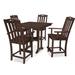 Trex Outdoor Yacht Club 5-Piece Farmhouse Trestle Arm Chair Counter Set Plastic in Brown | 37 H x 37.63 W x 37.5 D in | Wayfair TXS464-1-VL