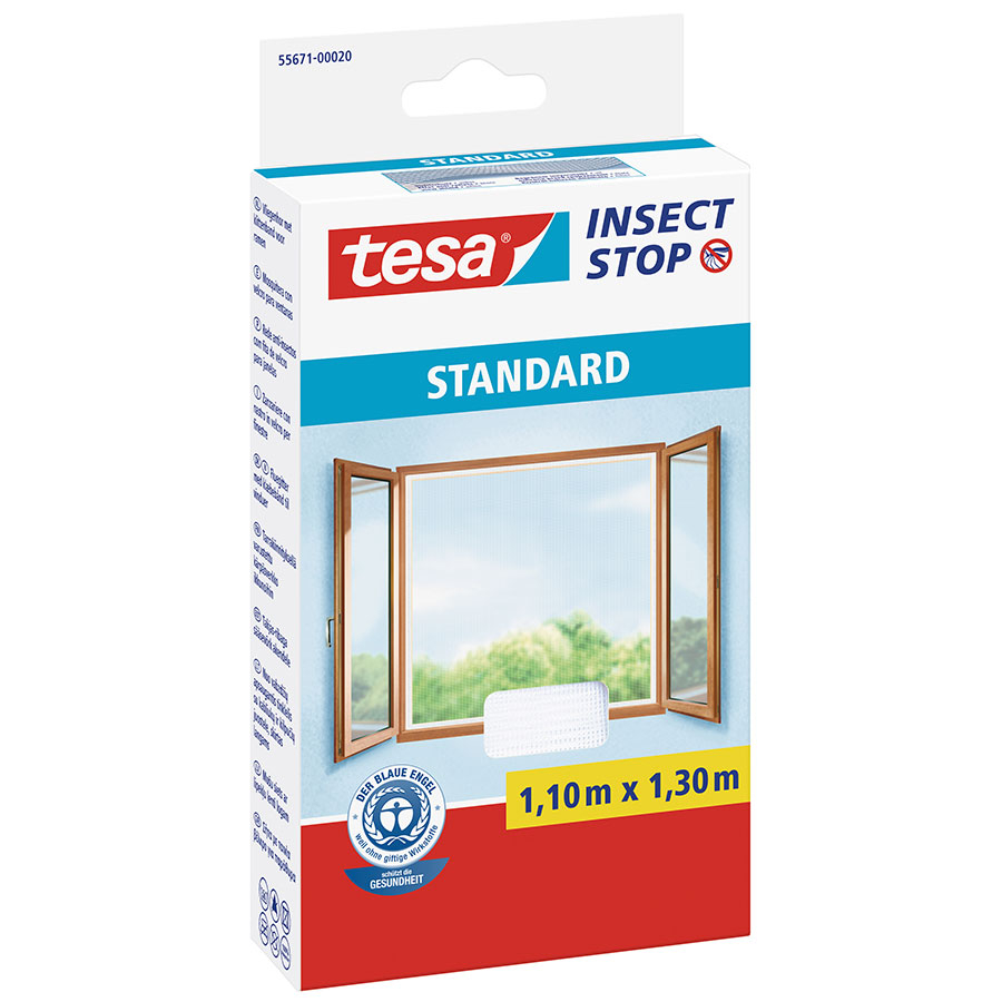 Tesa Fliegengitter Fenster Insect Stop Standard Insektenschutz, 110x130 cm, Weiß Image