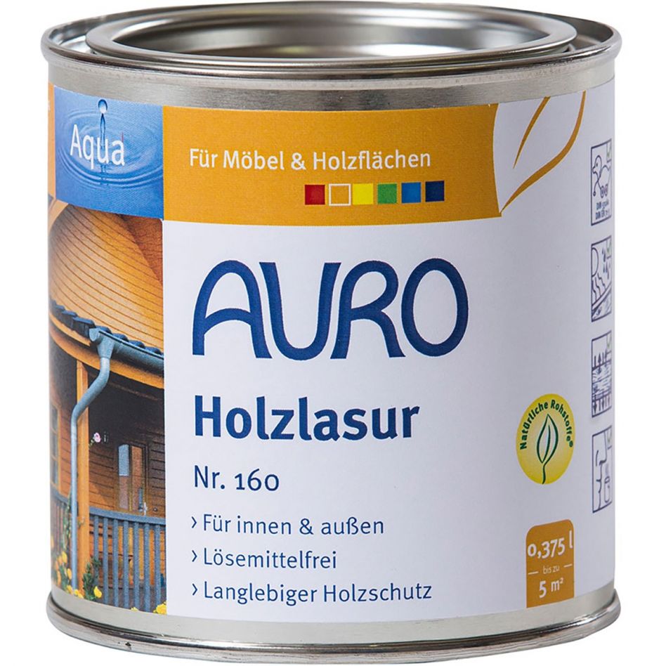 AURO Holzlasur Aqua Nr. 160 Holzschutz, 0,75 l, Weiß Image