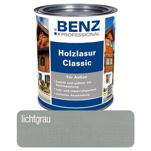 BENZ PROFESSIONAL Holzlasur Classic Holzschutzmittel, 0,75 l, Lichtgrau