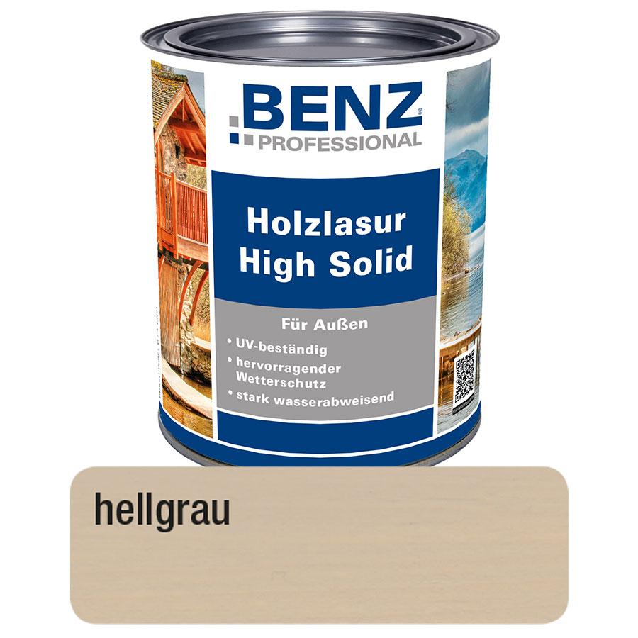 BENZ PROFESSIONAL Holzlasur High Solid Holzschutz, 2,5 l, Hellgrau Image