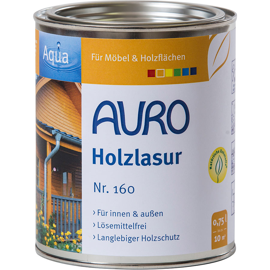 AURO Holzlasur Aqua Nr. 160 Holzschutz, 0,375 l, Ultramarin-Blau Image