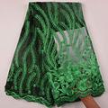 3 Yards African Lace Fabric Nigerian French Beaded Lace Net Fabric Embroidered Fabric for Wedding Party Dress Corded Guipure K8 (Jade Green)