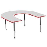 Factory Direct Partners Horseshoe T-Mold Adjustable Height Activity Table w/ Super Legs Laminate/Metal in Brown | 30 H in | Wayfair 10096-GYRD