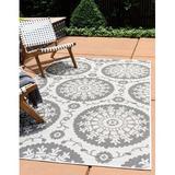 White 96 x 63 x 0.5 in Area Rug - Charlton Home® Outdoor Veranda Area Rug Pebble Color Polypropylene | 96 H x 63 W x 0.5 D in | Wayfair