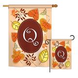 Breeze Decor Autumn Initial Fall Harvest & Impressions 2-Sided Polyester Flag Set in Red/Brown | 28 H x 18.5 W in | Wayfair