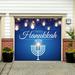 The Holiday Aisle® Hannukkah Menorah Garage Banner Door Mural Polyester in Blue/White | 84 H x 96 W x 1 D in | Wayfair