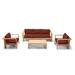 AllModern Sonoma 4-Piece Teak Sunbrella Sofa Seating Group w/ Cushions /Natural Hards/Teak in Brown/White | 27.5 H x 83.5 W x 33.5 D in | Outdoor Furniture | Wayfair