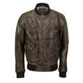 New Mens Soft Real Leather Bomber Jacket Vintage Biker Style in Black Rust Brown [No-Collar-Brown,5XL]