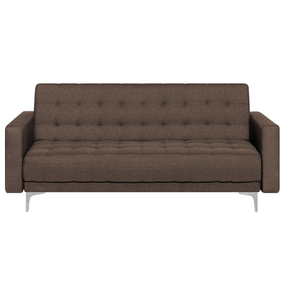 3-Sitzer Sofa Polsterbezug Braun mit gestepptem Bezugsstof und Schlaffunktion Rechteckig Modernes Design