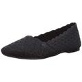 Skechers Women's Cleo-Scalloped Knit Skimmer Ballet Flat, Black, 6 UK