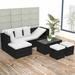 Brayden Studio® Garden Lounge Set w/ Cushions 4 Pieces Poly Rattan Patio Multi Colors Synthetic Wicker/All - Weather Wicker/Wicker/Rattan | Wayfair