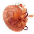 Caprilite Orange and Burgundy Sinamay Big Disc Saucer Fascinator Hat for Women Weddings Headband