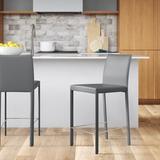 Wade Logan® Gilson Bar & Counter Stool Upholstered/Leather/Metal in Gray | 37 H x 21.5 W x 17.25 D in | Wayfair 17FC35306EC44D8BAEB32C3D9D3E35FE