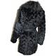 LUCID, Eezeecat Ladies Black Faux Fur Jacket Coat with Faux Fur Neckline & Belt - 8