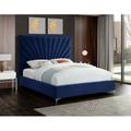 Mercer41 Manila Low Profile Platform Bed Upholstered/Velvet, Metal in Blue | 59.5 H x 81 W x 86.5 D in | Wayfair BE8101486B2B49279565ACAE7ACD2855