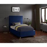 Mercer41 Lavaca Platform Bed Upholstered/Velvet, Metal in Blue | 52 H x 44 W x 82 D in | Wayfair 33D2D34B533743E4A31A384049649A12
