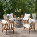 Rosecliff Heights Maggie Outdoor Multiple Chairs Seating Group w/ Cushion Wood/Natural Hardwoods in Brown/Gray/White | Wayfair