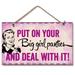 Winston Porter Big Girl Panties Decorative Wood Hanging Wall Décor in Black/Pink | 5.75 H x 9.5 W x 0.5 D in | Wayfair
