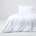 HOMESCAPES Luxury Soft Linen Duvet Cover Set Plain White Textured Linen Bedding Natural French Flax Fibre Linen & Pure 100% Cotton Blend Duvet Cover With Pillowcases, Single