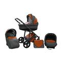 Skyline Combi 3-in-1 pushchair with an aluminium frame, baby bath, sports buggy attachment and baby seat (ISOFIX) (Carmel)