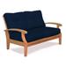 Rosecliff Heights Cayman Deep Seating Outdoor Patio Loveseat Natural Hardwoods/Sunbrella® Fabric Included in Blue/Black | Wayfair