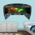 Zoomie Kids Eshan Space Shuttle Cockpit 3D Spaceship Window Galaxy Space Wall Mural Vinyl in Green/Brown | 13 W in | Wayfair