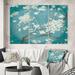 East Urban Home Cabin & Lodge 'Blue Cherry Blossoms II' Painting Multi-Piece Image on Canvas Metal in Blue/Green/Red | 40 H x 60 W x 1 D in | Wayfair
