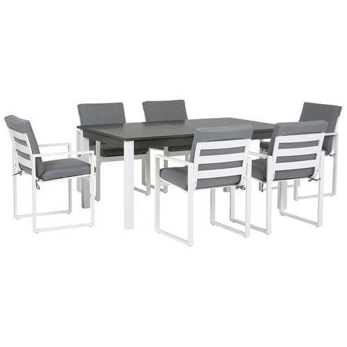 Gartenmöbel Set Grau / Weiß Dunkelgrau Aluminium 6-Sitzer Terrasse Outdoor Modern